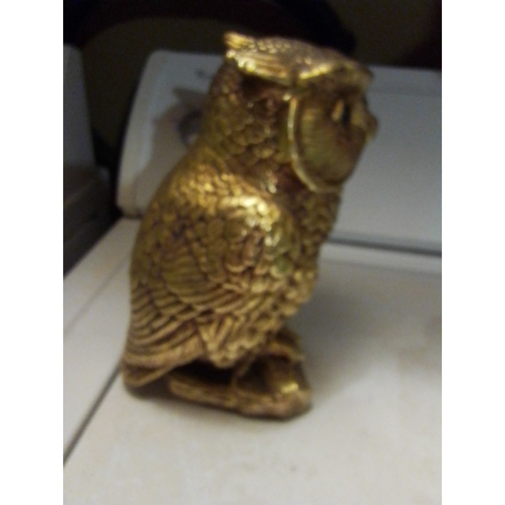 VTG Lenwil Ardalt Original Japan MCM Beautiful Gold Owl w Blue Eyes Marked 6778 - Picture 7 of 10